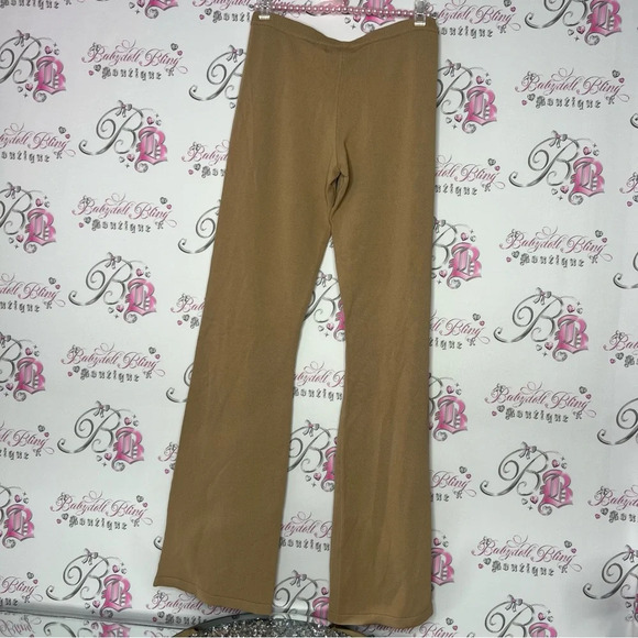 I.AM.GIA pants tan taupe brown caramel ribbed  stretchy thick knit lounge style - Picture 2 of 8